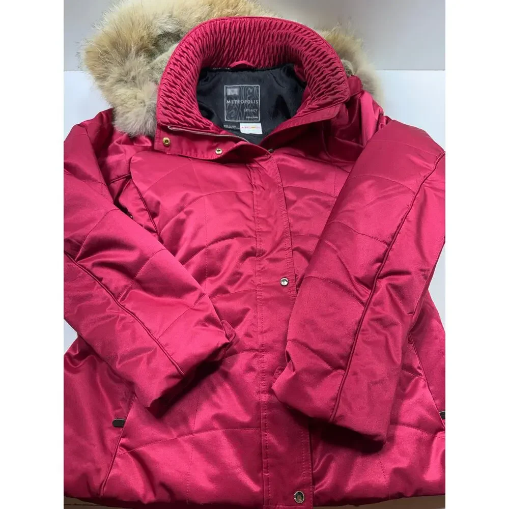 Metropolis Legacy Couloir Women’s Ski Parka Sz 10 Red Faux Fur Hood Full Zip